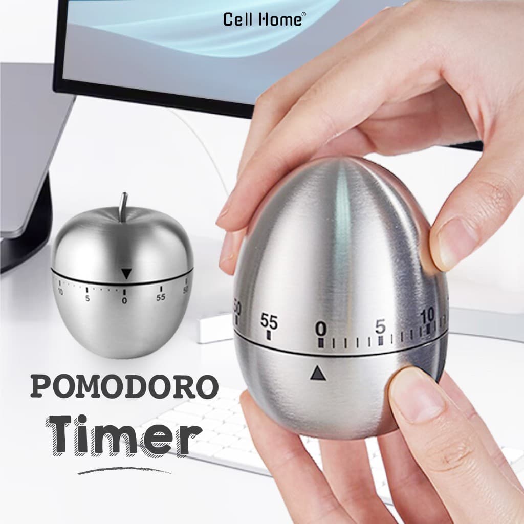 Đồng hồ Pomodoro hẹn giờ thép không gỉ đồng hồ đếm ngược để bàn giúp làm việc học tập hiệu quả bấm giờ 55 phút