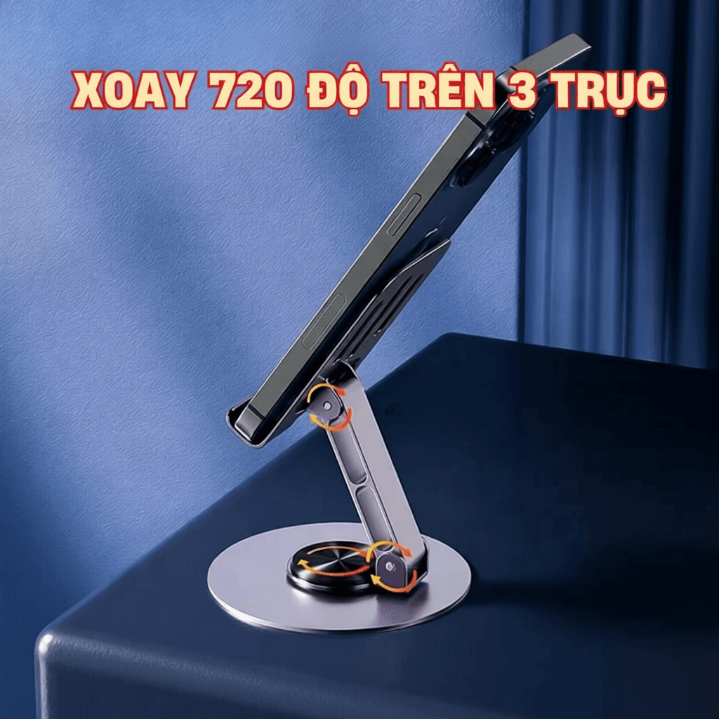 Giá Đỡ Điện Thoại 360° Besamo Dán Sàn – Xoay Linh Hoạt, Gập Gọn, Đế Cao Su Chống Trượt Siêu Chắc