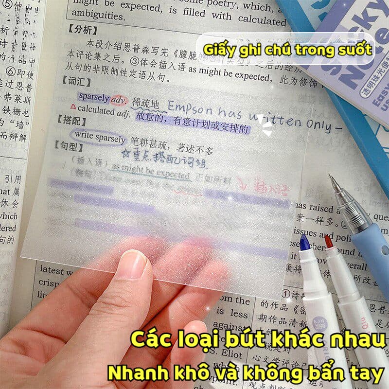 Giấy Note 50 Tờ M.Y – Tập Giấy Nhớ Đánh Dấu Nhiều Size, Màu Pastel Trơn Cao Cấp