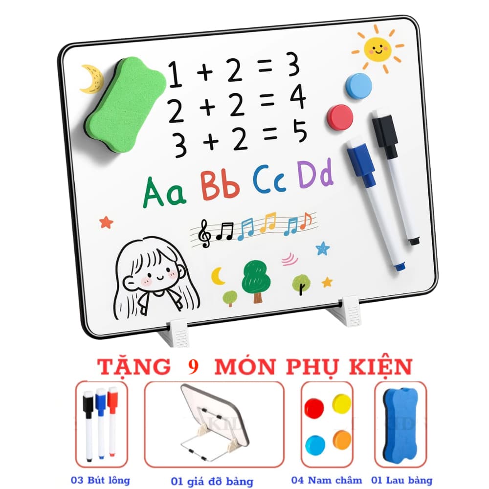 Bảng Từ Trắng Mini Cầm Tay Có Thể Viết 2 Mặt - Bảng Từ Trắng 2 Mặt Xoá Dễ Dàng, Hút Nam Châm Tốt