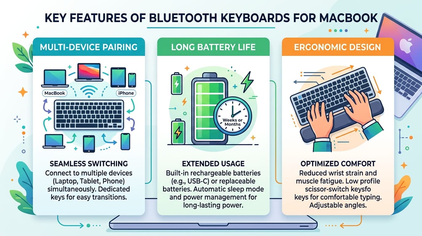 Các tính năng nổi bật của bàn phím Bluetooth cho MacBook.