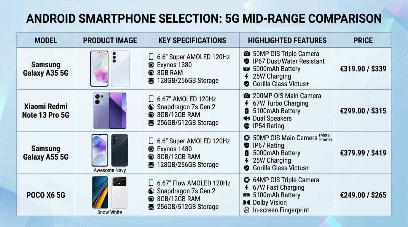 Bảng lựa chọn nhanh cho điện thoại Android trên Shopee.