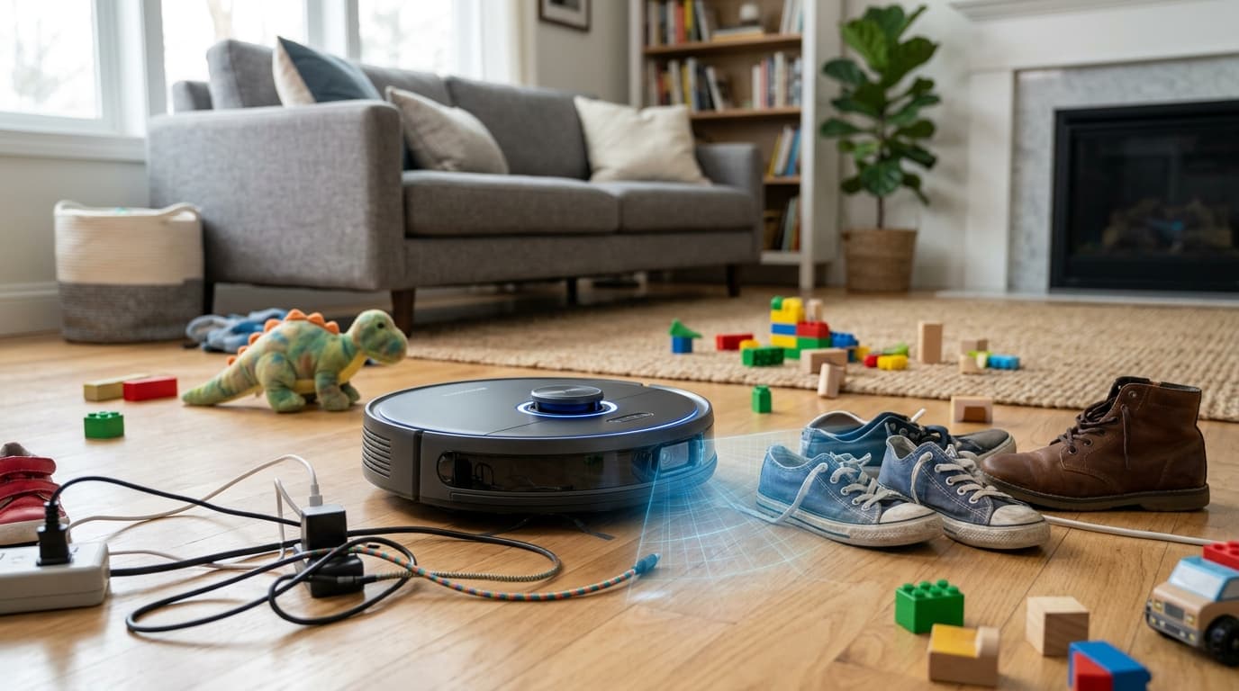 Robot hút bụi 2026 với khả năng điều hướng thông minh.
