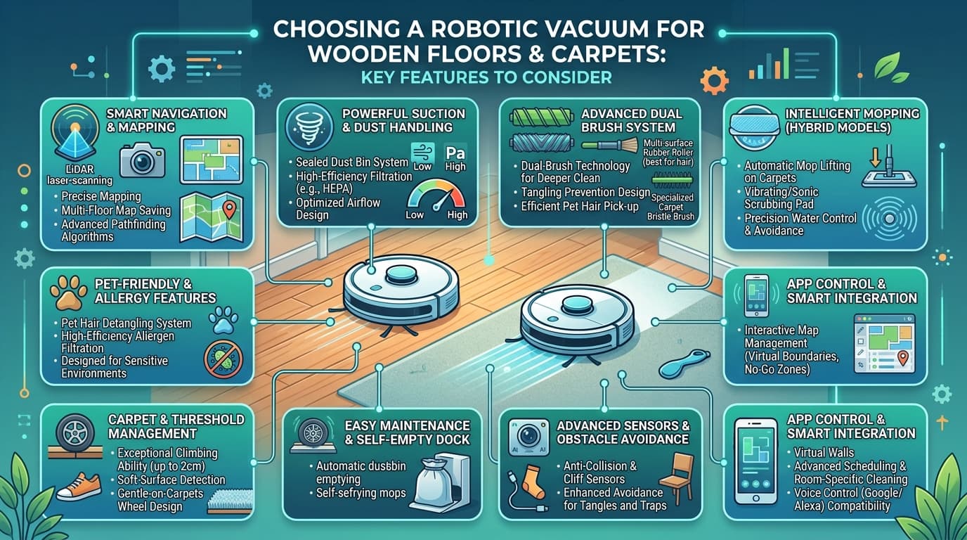 Cách chọn robot hút bụi cho sàn gỗ và thảm
