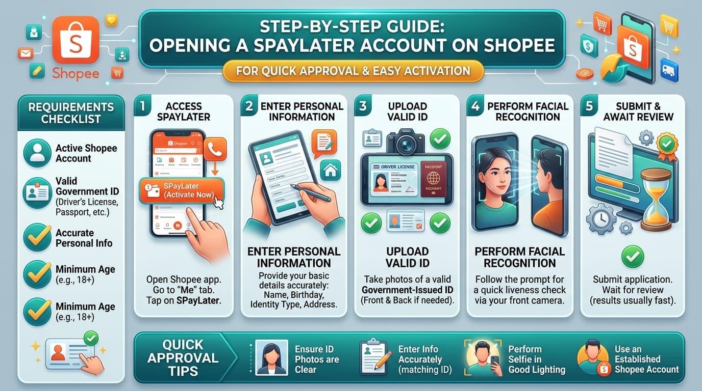 Hướng dẫn từng bước mở tài khoản SPayLater trên Shopee.