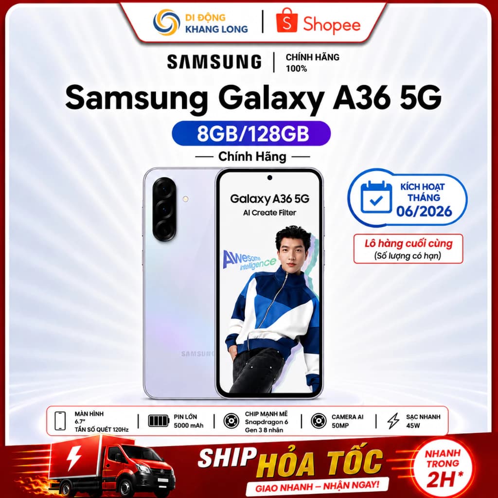 Điện thoại Samsung Galaxy A36 5G 8GB/128GB - Hàng Chính Hãng.