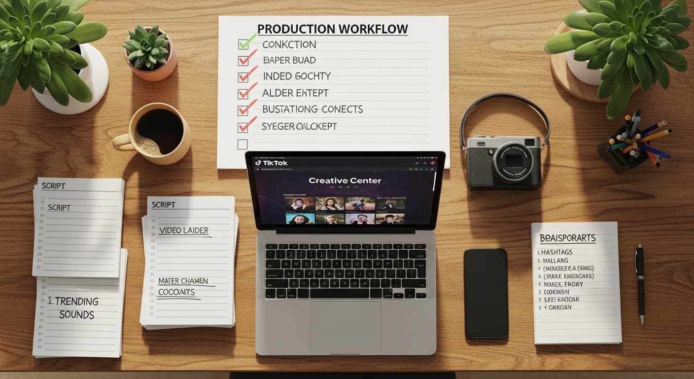 Checklist sản xuất nội dung: kịch bản, hashtag TikTok, TikTok Analytics — quy trình tối ưu trước/khi/sau quay