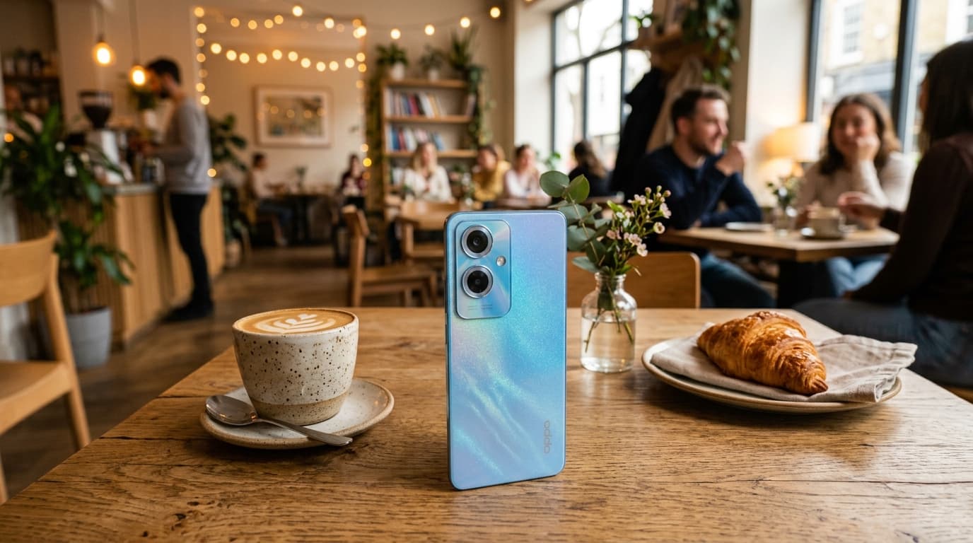 Hình ảnh OPPO Reno 11 F với thiết kế thời trang và mỏng nhẹ.