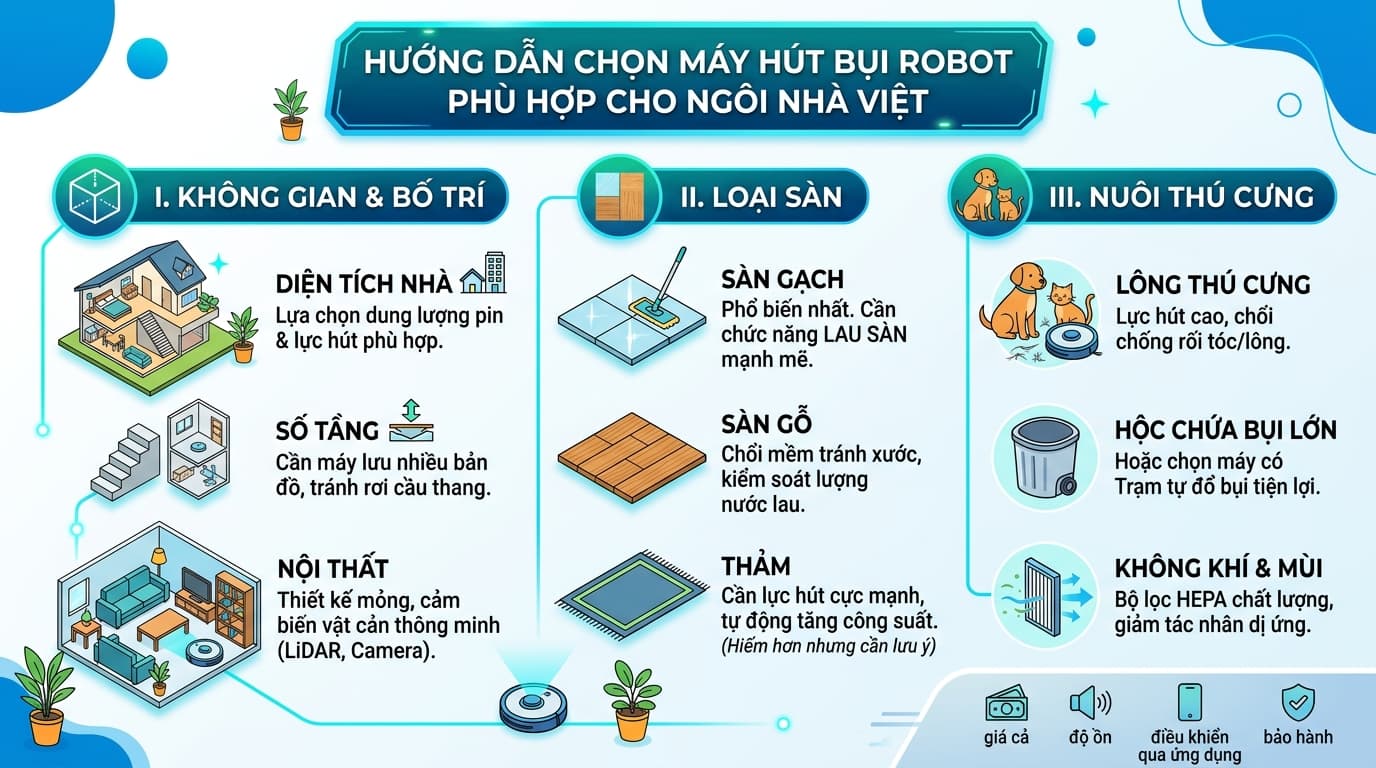Lựa chọn robot hút bụi theo bối cảnh nhà ở Việt Nam